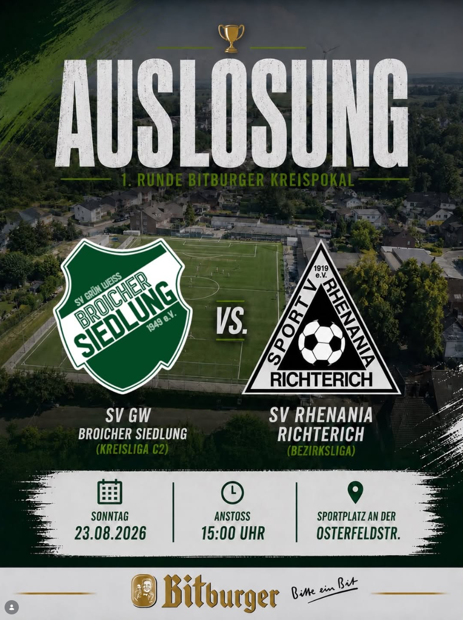 1. Runde des Bitburger-Kreispokals ausgelost! 🏆