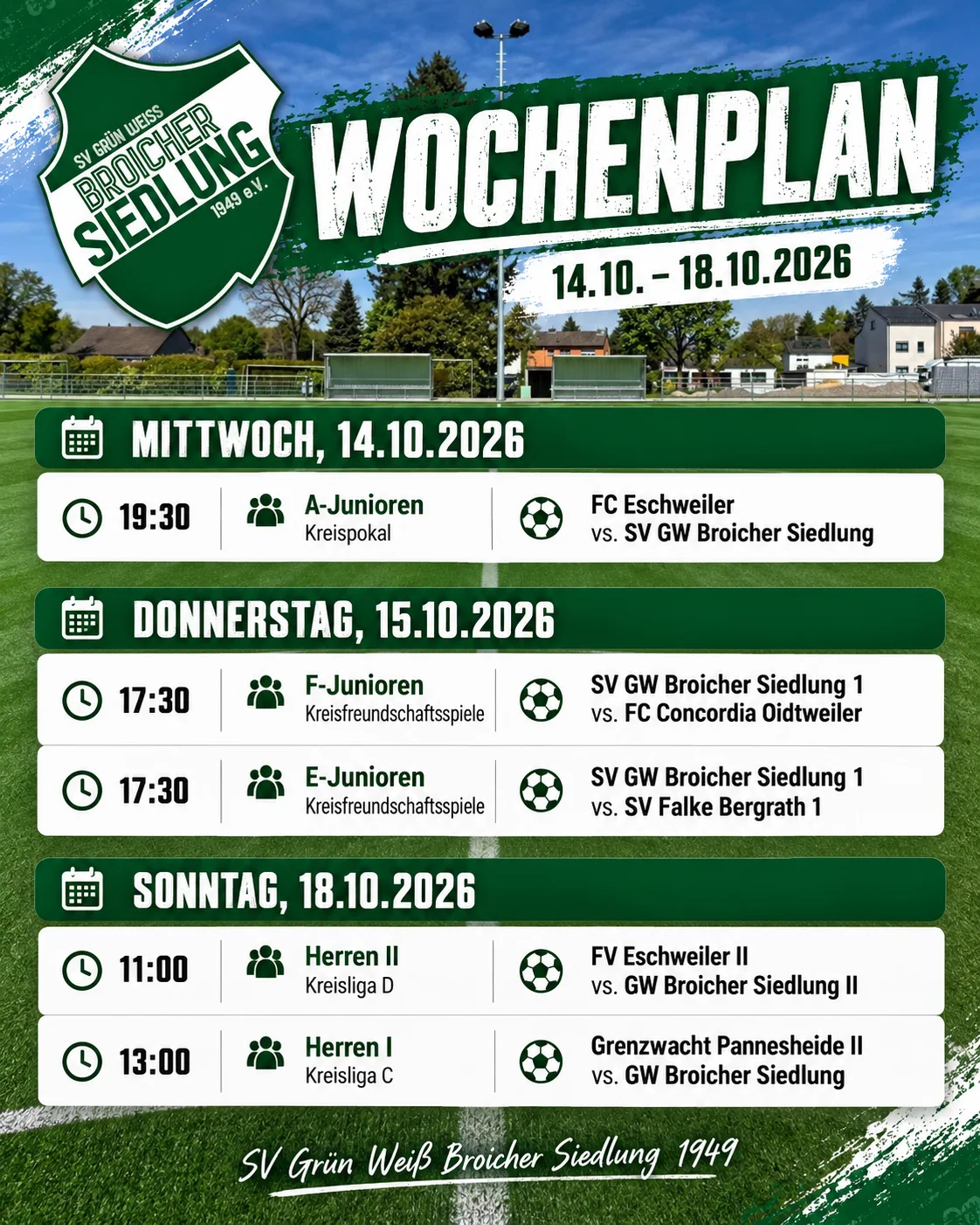 ⚽💚🤍 WOCHENPLAN – GRÜN-WEISS IM EINSATZ!