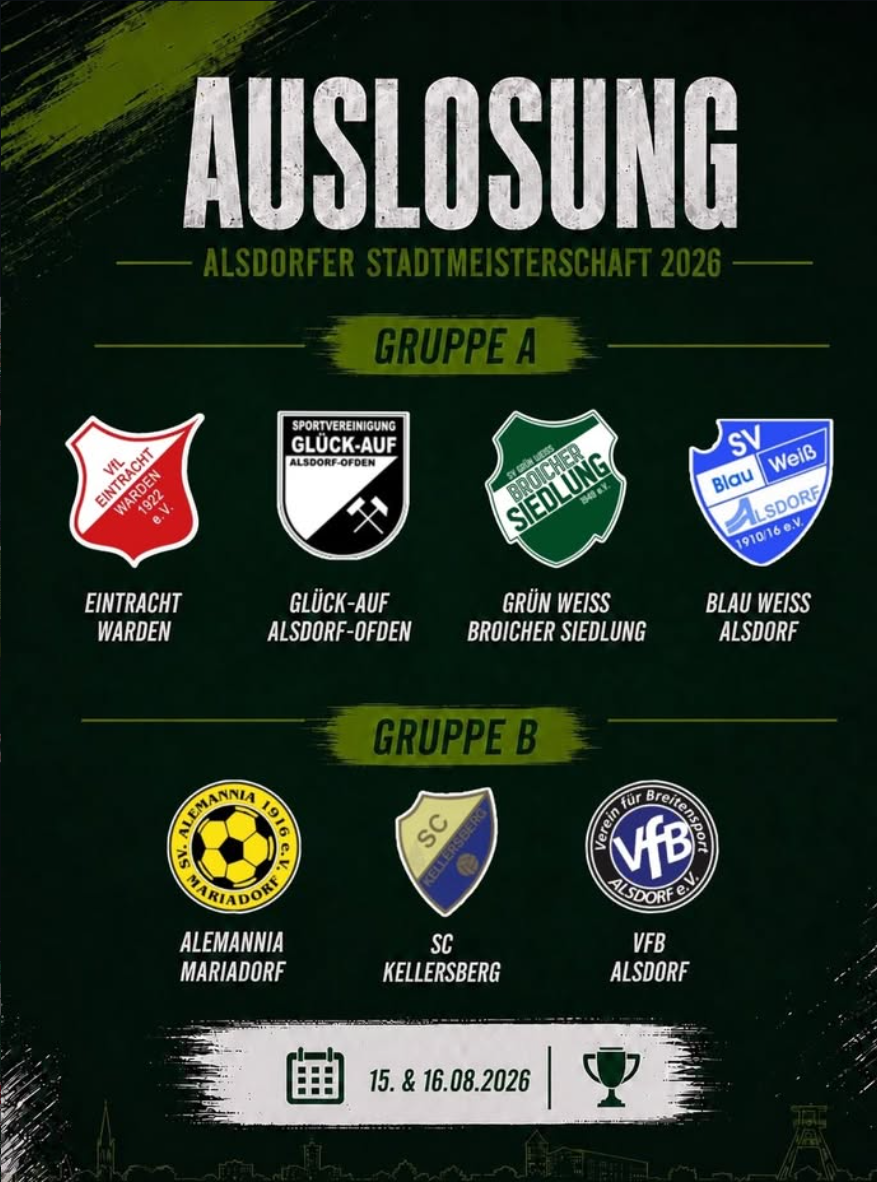 Auslosung der Alsdorfer Stadtmeisterschaft 2026 🏆