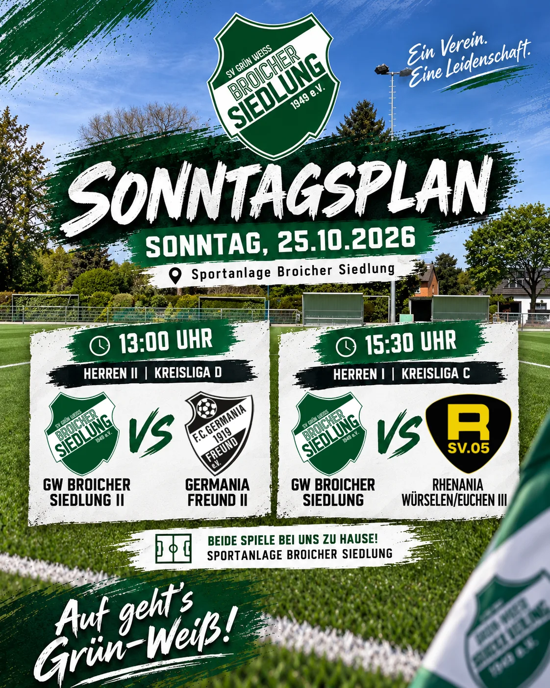 HEIMSPIELSONNTAG BEI GRÜN-WEISS! ⚽